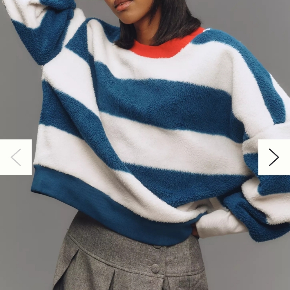 Anthropologie Striped Fleece Pullover XS